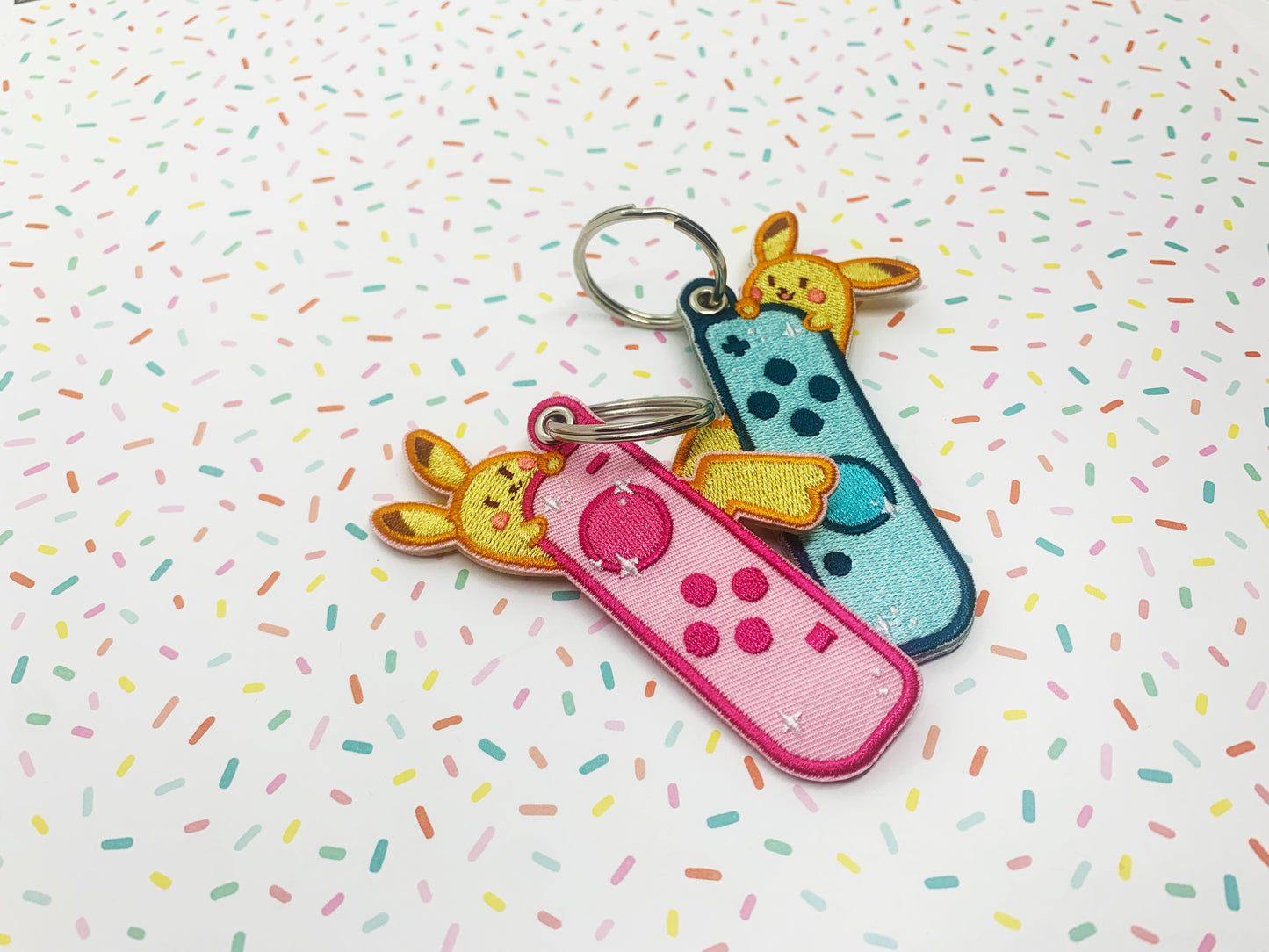 Embroidered Keychain - Pikachu Pink Switch