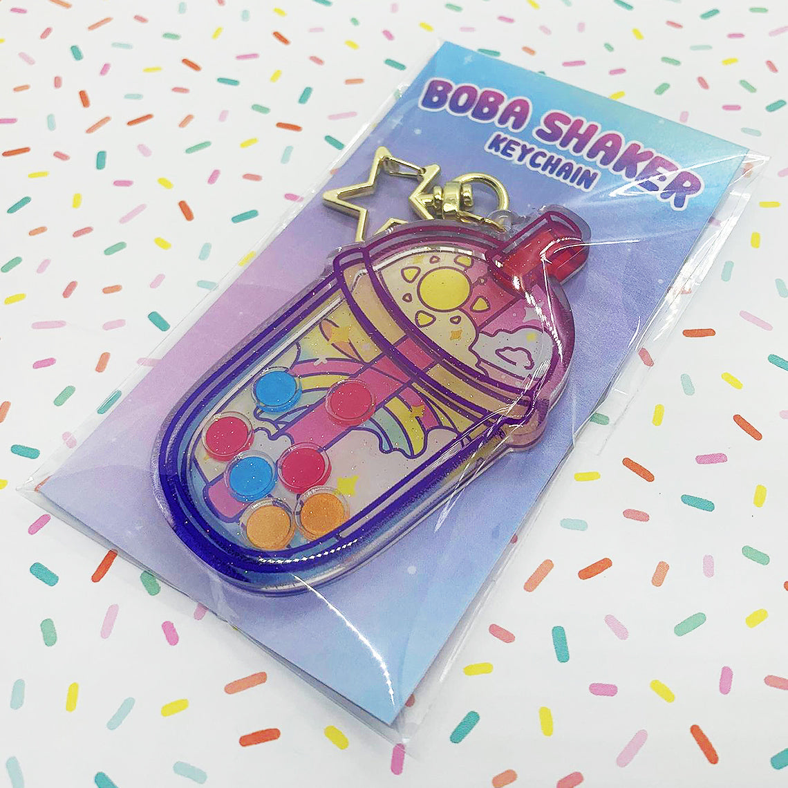 Keychain - Boba Shaker - Rainbow