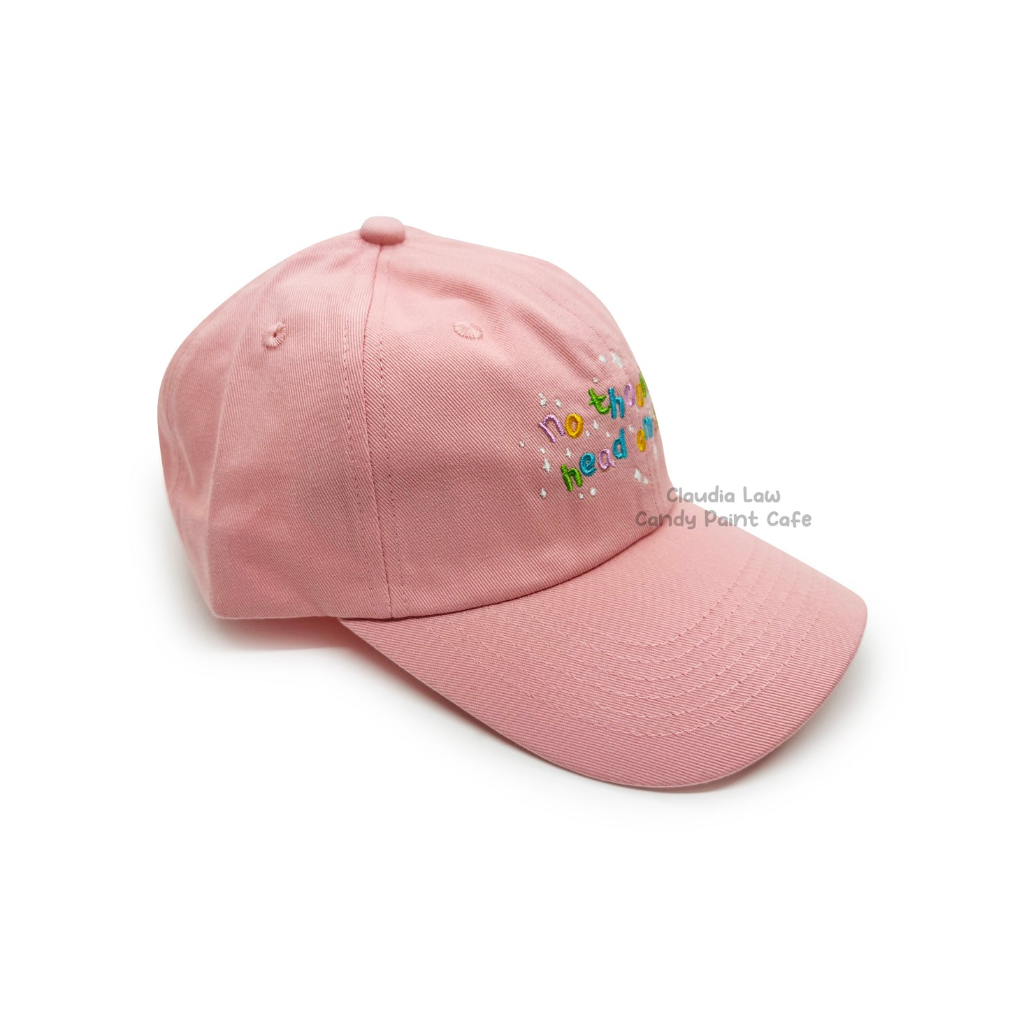 Embroidered Hat - Pink - No Thoughts Head Empty