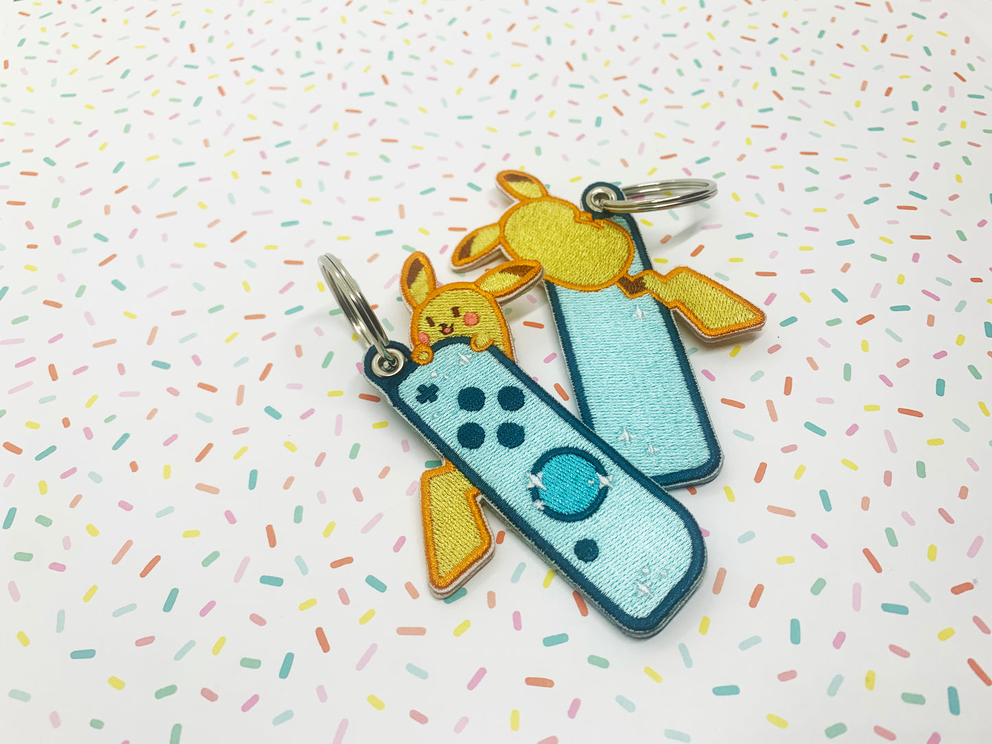 Embroidered Keychain - Pikachu Blue Switch