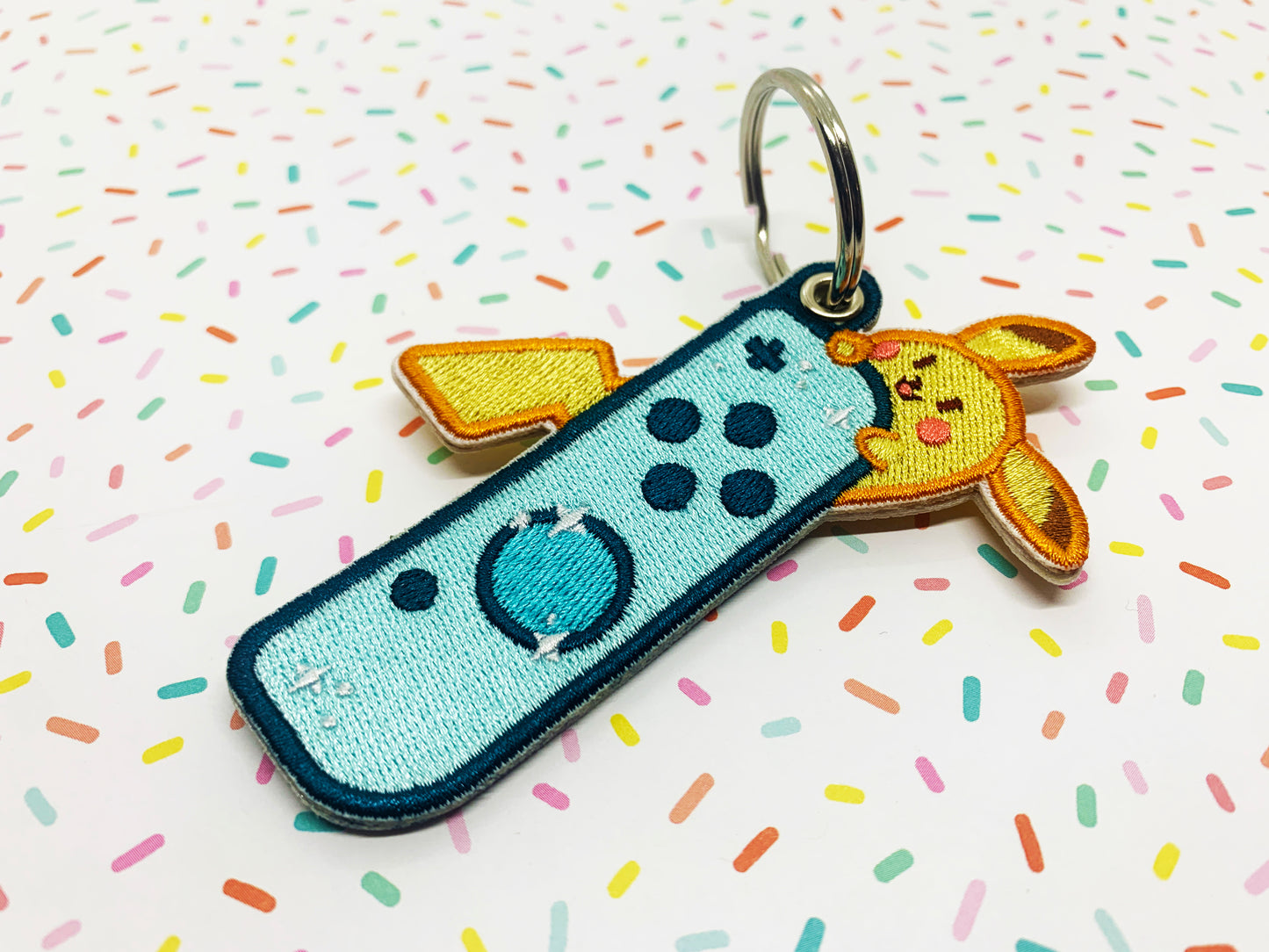 Embroidered Keychain - Pikachu Blue Switch