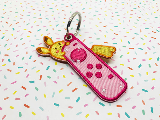 Embroidered Keychain - Pikachu Pink Switch