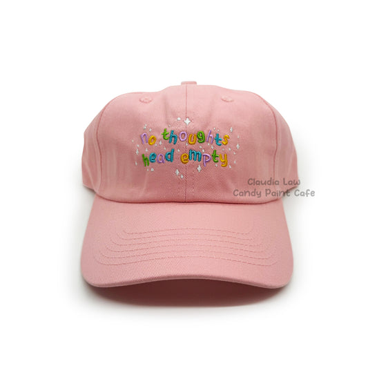 Embroidered Hat - Pink - No Thoughts Head Empty