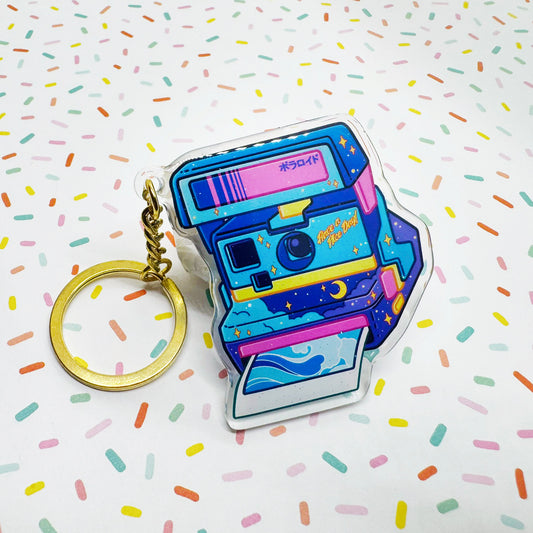 Keychain - Vintage Polaroid Camera - Midnight Waves